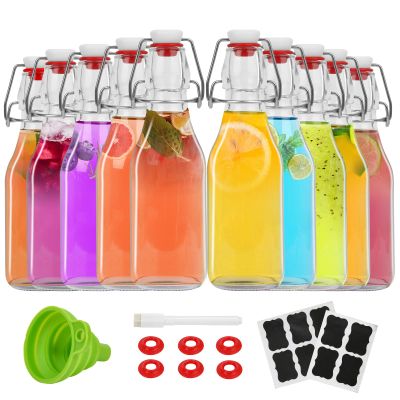 ZEBEIYU 10 Pack Swing Top Glass Bottles 8.5 oz,Flip Top Beer Brewing Bottles for Kombucha, Homemade, Kefir, Water, Beverages, Soda, Oil, Vinegar, Fermentation,Limoncello