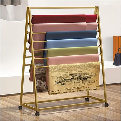 Craft Room Organiser Display Display Stand Gold Large Wrapping Papers Organizer Stand Rolling Pants Display Cart with Lockable Wheels, Craft Room Ribbons Rack Store Shawls Holder ( Color : 120cm/47.2"
