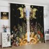 Skull Printed Curtains,Sun Moon Plant Flowers Moth Vintage Bohemian Window Curtains for Bedroom Living Room 42x45 Inch view 4
