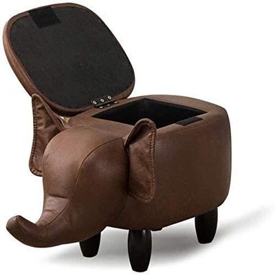 FEHUN Multi-Functional Storage Stool Footrest Animal Stool Footstool Makeup Stool Elephant Shape Shoe Bench Home Decoration with Sponge Wood (Color : A2)