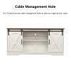 65 Inch TV Stand, Mid-Century Modern TV Stand Media Console Table, Entertainment Center with Sliding Barn Doors and Storage Cabinets, Farmhouse TV Stand for Living Room Bedroom (Distressed White) view 3