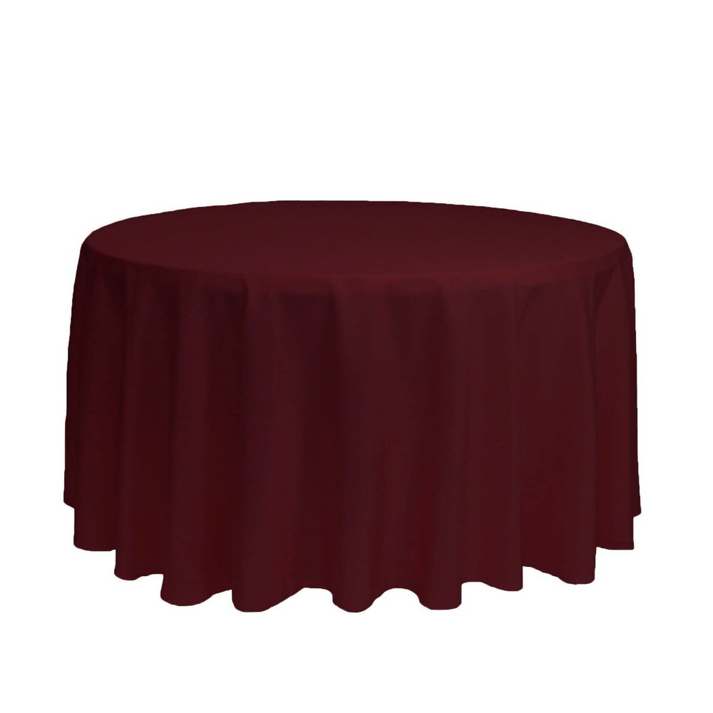 120 Inch Round Polyester Tablecloths for Weddings & Special Events (Burgundy)