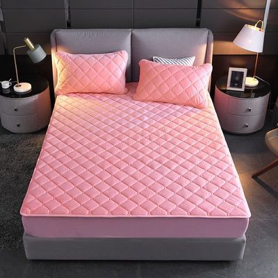 zyhfcfff-sd Fitted Bottom Sheet Queen,Autumn Winter Thick Quilted Crystal Velvet Deep Pocket Fitted Sheets, Bedroom Warm Solid Color Mattress Protector (Color : Style B, Size : 150 * 200cm)