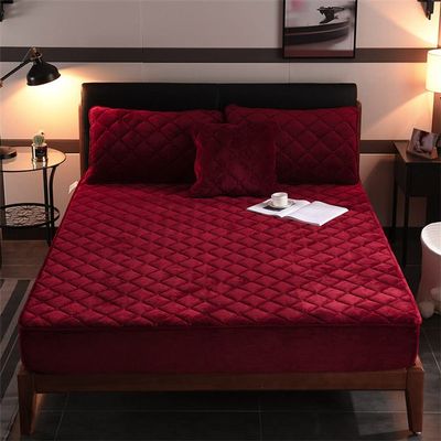 zyhfcfff-sd Fitted Bottom Sheet Queen,Autumn Winter Thick Quilted Crystal Velvet Deep Pocket Fitted Sheets, Bedroom Warm Solid Color Mattress Protector (Color : Style A, Size : 200 * 200cm)