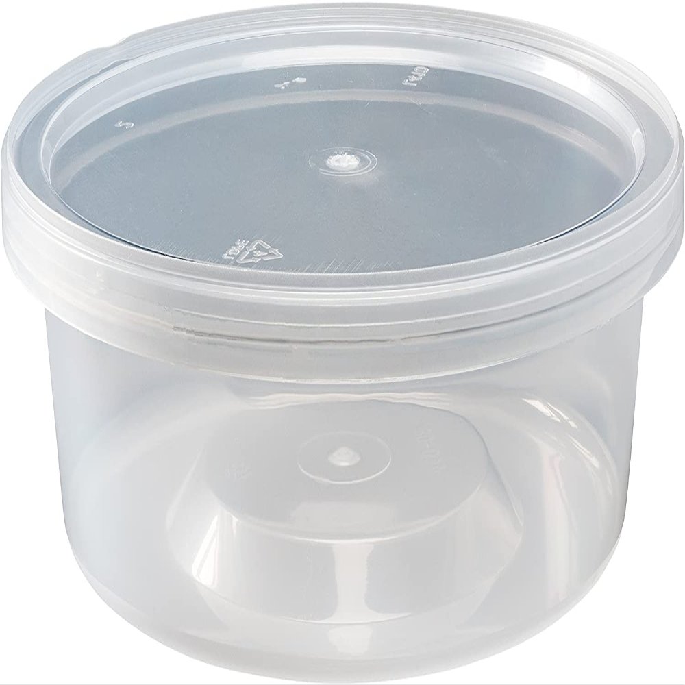 VeZee Heavy Duty Deli Containers with Lids | Airtight Food Storage Containers | Clear Kitchen Organizing Leak Proof, BPA-free 8 oz, Heavy Duty | Set of 48