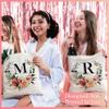 Floral Initial Tote Bag for Women - Personalized Canvas Bag for Bridesmaid Gifts - Monogrammed Aestetic Teacher Totes Bags (Initial #C) view 2