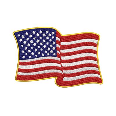 American Flag Patch 3"x2" Gold Waving USA Emblem Fully Embroidered Iron-on/Sew-on Decorative Embroidery Applique Clothing Vest Jacket Bags Premium Stitching Patriotic Badge US United States Morale