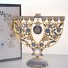 Cohen Tsemach Art&Gift Amazing Menorah Hanukkiah handmade,Blue pomegranate view 2
