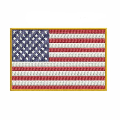 American Flag Patch 3.5"x2.25" Emblem Fully Embroidered DIY Iron-on/Sew-on Decorative Embroidery Applique Clothing Vest Jacket Bags Premium Stitching Patriotic Badge GOLD BORDER USA US United States
