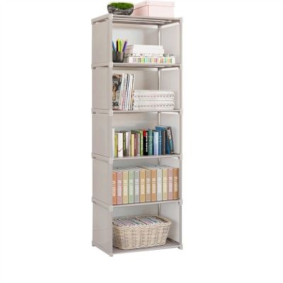 HIHELO Book Case Children's Assembled Bookcase Fashion Simple Non-Woven Bookcase Two-Story Dormitory Bedroom Storage Shelf Bookcase Bookshelves (Color : 4 Layer White)