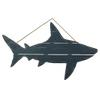 31-Inch Long Ocean Blue Carved Wood Shark Silhouette Wall Hanging Decor - A Captivating Nautical Accent Sculpture Infusing Coastal Charm into Your Home view 1