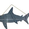 31-Inch Long Ocean Blue Carved Wood Shark Silhouette Wall Hanging Decor - A Captivating Nautical Accent Sculpture Infusing Coastal Charm into Your Home view 3