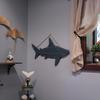 31-Inch Long Ocean Blue Carved Wood Shark Silhouette Wall Hanging Decor - A Captivating Nautical Accent Sculpture Infusing Coastal Charm into Your Home view 4