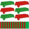 Batiyeer 30 Pcs Christmas Tablecloth Disposable Plastic Tablecloth 54 x 108 Inch Rectangle Red Green Table Cloth Plastic Table Cover for Christmas Holiday Parties Decorations Indoor Outdoor view 1