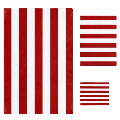 Red White Striped 3 Piece Bath Towels Set, Simple Geometric New Year Soft & Absorbent Towel for Bathroom, Hotel (1 Bath Towel 30x60, 1 Hand Towel 16x28, 1 Washcloth 13x13)