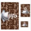 Anzona Retro Rural Coffee Cup Theme 3 Piece Bath Towels Set, Vintage Shabby Coffee Brown Soft & Absorbent Towel for Bathroom, Hotel (1 Bath Towel 30x60, 1 Hand Towel 16x28, 1 Washcloth 13x13) view 1