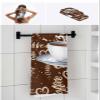 Anzona Retro Rural Coffee Cup Theme 3 Piece Bath Towels Set, Vintage Shabby Coffee Brown Soft & Absorbent Towel for Bathroom, Hotel (1 Bath Towel 30x60, 1 Hand Towel 16x28, 1 Washcloth 13x13) view 4