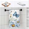 Anzona Spring Watercolor Blue Floral Butterflies 3 Piece Bath Towels Set, White Daisies Dragonfly Soft & Absorbent Towel for Bathroom (1 Bath Towel 30x60, 1 Hand Towel 16x28, 1 Washcloth 13x13) view 4