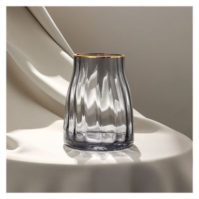 Home vase Light Luxury Vase Decoration for Table Living Room Flowers and Dry Flowers Exquisite Glass Bottles Decorative Vase (Color : Brass, Size : CH)