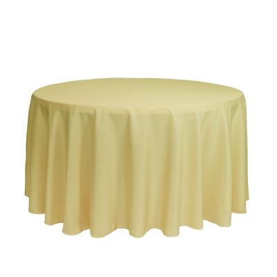 120 Inch Polyester Round Tablecloth for Weddings & Special Events in Colored and Patterned (Pastel Yellow)