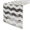 14 x 108 Inch Chevron Sequin Table Runners for Weddings and Parties (White and Silver) view 1