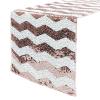 14 x 108 Inch Chevron Sequin Table Runners for Weddings and Parties (White and Blush) view 1