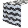 14 x 108 Inch Chevron Sequin Table Runners for Weddings and Parties (White and Black) view 1