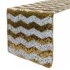 14 x 108 Inch Chevron Sequin Table Runners for Weddings and Parties (White and Gold) view 1