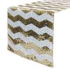 14 x 108 Inch Chevron Sequin Table Runners for Weddings and Parties (White and Champagne) view 1