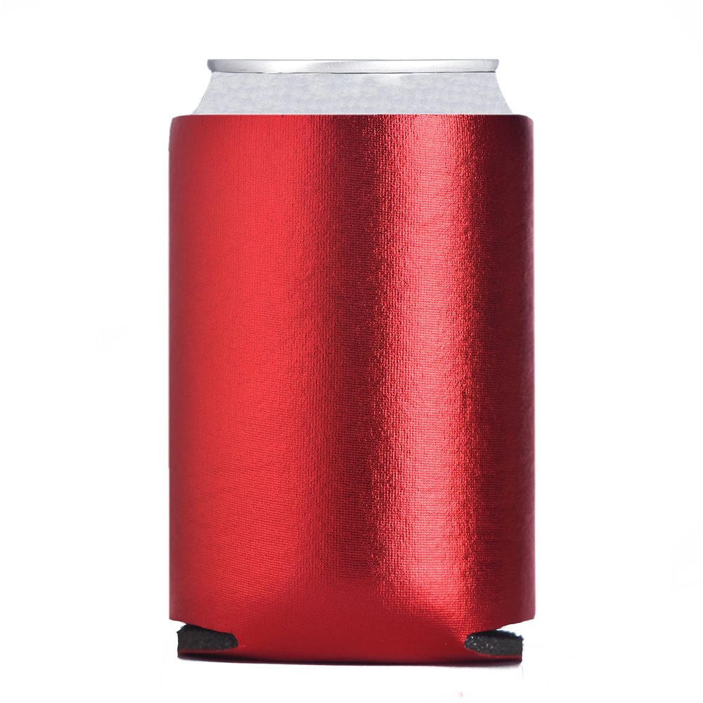 Can Cooler Sleeves Blank Poly Foam - Collapsible DIY Customizable for Parties Weddings Bulk (25, Metallic Red)