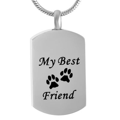 MYPOWER My Best Friend Dog Tag Cremation Pendant Necklace for Pet Lover Stainless Steel Engravable Keepsake Memorial Urn Jewelry for Ash