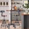 3-Piece Round Table & Chair Sets for Pub Kitchen Dining Living Party Bistro Breakfast, 1 Dining Table (30"-35.4"), 2 Counter Stools (20"-27"), Swivel Adjustable, Mostly Weld, Space-Saving,23.62" Dia view 2