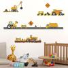 City Construction Vehicles Wall Decals Peel and Stick, Engineering Vehicles Tractor Excavator Crane Mud Tankers Trucks Wall Stickers, Removable Kids Wall Stickers for Boys Bedroom Playroom Decor view 1