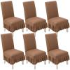 Chair Covers for Dining Room Set of 2/4/6, Stretch Parsons Chair Slipcover with Skirt Chair Covers, for Hotel Ceremony Banquet Wedding Party Kids Pets,H,6pack view 1