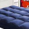 Mattress Topper Full for Back Pain, Extra Thick Mattress Pad Cover, Plush Pillow Top, Deep Elastic Pocket, Navy view 1
