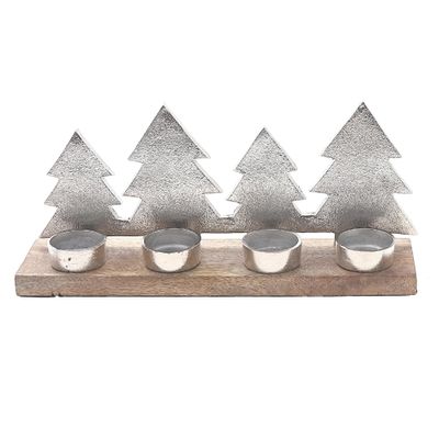 ih casa dcor Christmas Metal Star Tree 4 Tealight Holder Candle Holders & Accessories, Silver