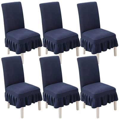 Chair Covers for Dining Room Set of 2/4/6, Stretch Parsons Chair Slipcover with Skirt Chair Covers, for Hotel Ceremony Banquet Wedding Party Kids Pets,B,6pack