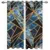 Modern Blue Marble Texture Blackout Curtains, Light Luxury Black Gold Geometric Stripe Art 3D Printed Eyelet Super Soft Darkening Curtains for Living Room Nursery Kids Girls Bedroom 52" W x 90" L view 3