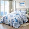 Coastal Bedding King Size Coastal Quilt with 2 Shams, Nautical Beach Comforter Sets Ocean Bedspreads Blue Starfish Coverlet Summer Bedding, 96''x106'' view 2