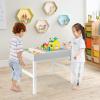 Costzon Kids Table, 3 in 1 Wooden Building Block Desk w/Storage, Double-Sided Tabletop for Toddler Arts, Crafts, Drawing, Reading, Playing, Gift for Boys Girls, Children Activity Table (White & Gray) view 2