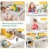 Costzon Kids Table, 3 in 1 Wooden Building Block Desk w/Storage, Double-Sided Tabletop for Toddler Arts, Crafts, Drawing, Reading, Playing, Gift for Boys Girls, Children Activity Table (White & Gray) view 4