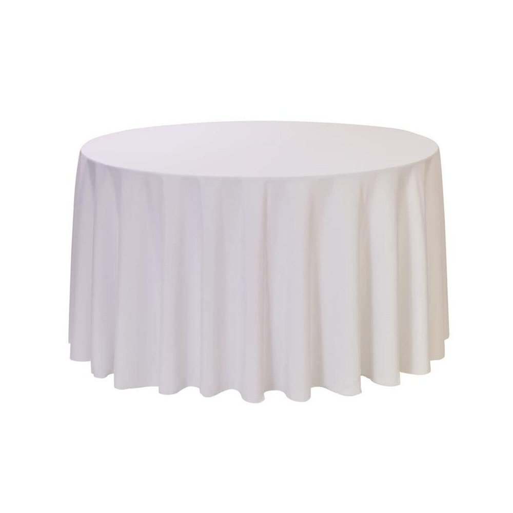 108 Inch Round Polyester Tablecloths for Weddings and Parties Multicolor (White)