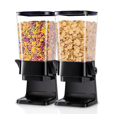 Cereal Dispenser Countertop with lids, Organization and Storage Containers for Kitchen and pantry, 5L Rice Dispenser for Cereal, Beans, Grains, Nuts, Snack,Oatmeal, Dog Food, Bird Seed, Black, 2Pc