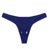 YOLAI Mens Solid Color Lingerie Micro Thong Bikini Front Hole Underwear G-String Underpants (Navy, One Size) view 1
