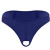 YOLAI Mens Solid Color Lingerie Micro Thong Bikini Front Hole Underwear G-String Underpants (Navy, One Size) view 2