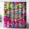 INSFBRB Colourful Graffiti 80's 90's Shower Curtain,Fashion Radio Boombox Photography Fashion Style Bathroom Curtain 72L x72W Waterproof Cloth Fabric Bathroom Decor Set with Hooks view 1