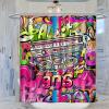 INSFBRB Colourful Graffiti 80's 90's Shower Curtain,Fashion Radio Boombox Photography Fashion Style Bathroom Curtain 72L x72W Waterproof Cloth Fabric Bathroom Decor Set with Hooks view 2