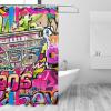 INSFBRB Colourful Graffiti 80's 90's Shower Curtain,Fashion Radio Boombox Photography Fashion Style Bathroom Curtain 72L x72W Waterproof Cloth Fabric Bathroom Decor Set with Hooks view 3