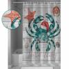 Christmas Crab Shower Curtain Set - 60" x 72" Washable Bathtub Curtain with 12 Hooks, Xmas Snata Claus Coastal Starfish Wood Waterproof Fabric Stall Shower Curtains for Bathroom/Bathtub Dcor view 3