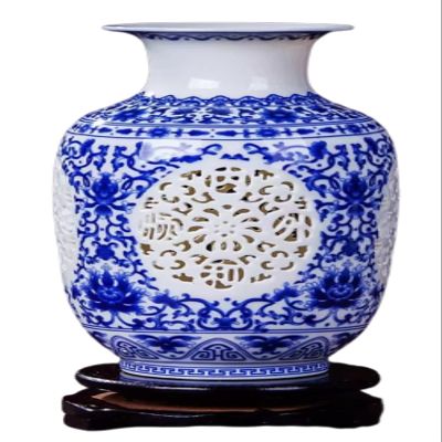 AMITVA Modern Market Ceramic Vase, Large Modern Vase for Home Decor, Office, Living Room, Kitchen, Wedding Banquet and Artificial Flowers-B:23.9 * 13.9 cm